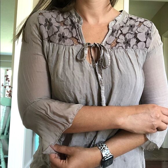 Nicole Brown 100% Silk Mini Dress Lace Italy Lightweight Women Size Small - Picture 5 of 8